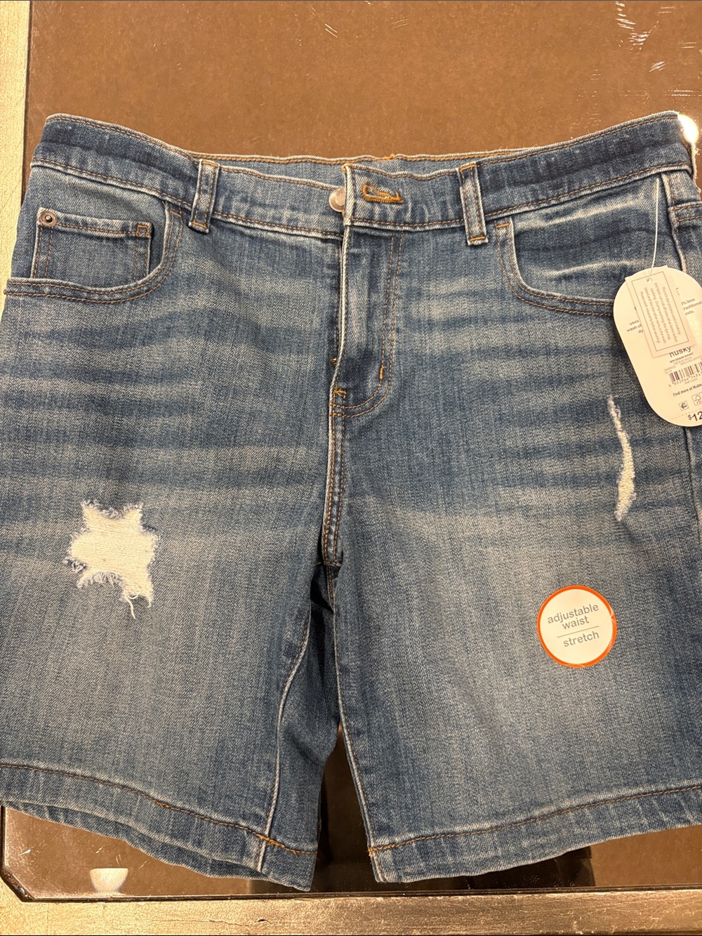No Boundaries Men's Light Blue Distressed Denim Shorts